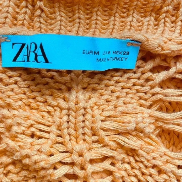 ZARA | Bloggers Fav Orange Knit Ruffled Sleeves Buttoned Short Cardigan Size M - Picture 14 of 15